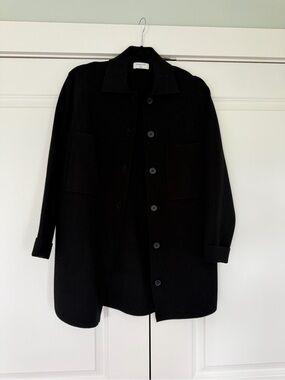 Babaton Black Button-Front Shirt Jacket